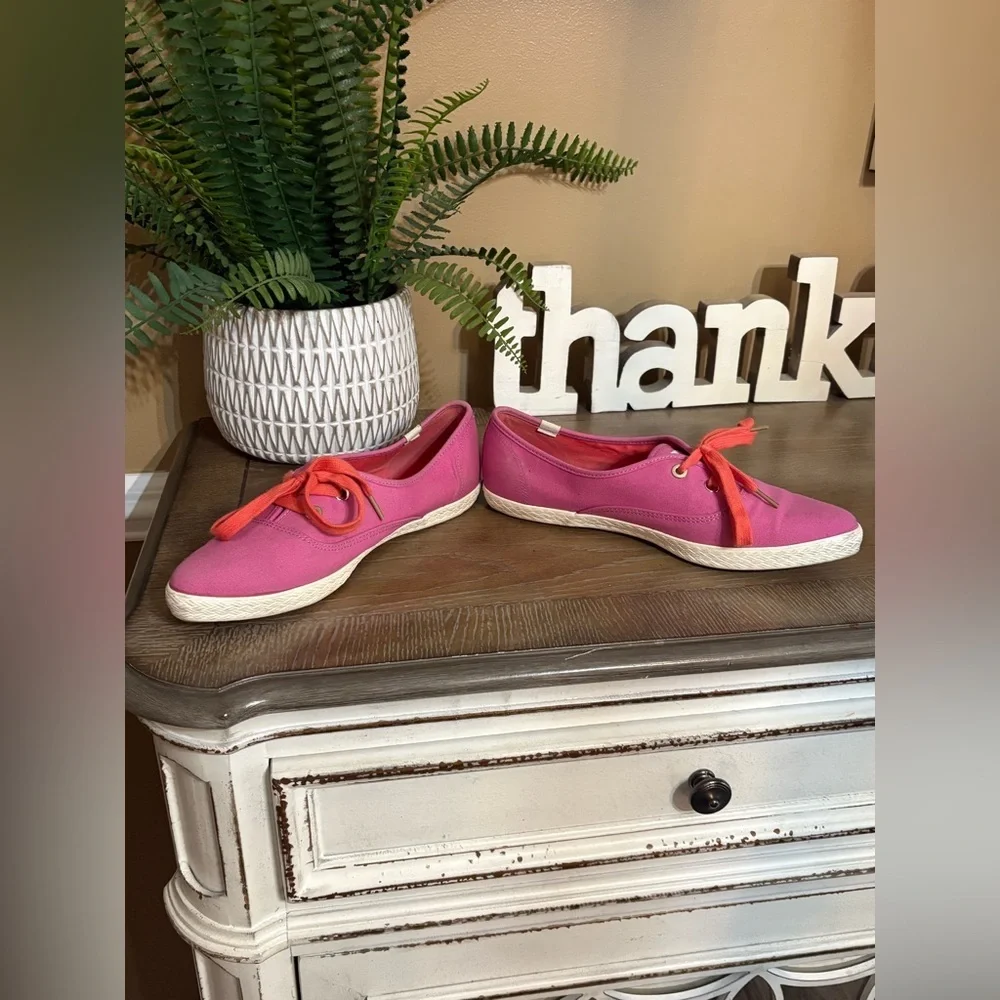 Keds x Kate Spade New York Champion sneakers in hot pink canvas with coral laces